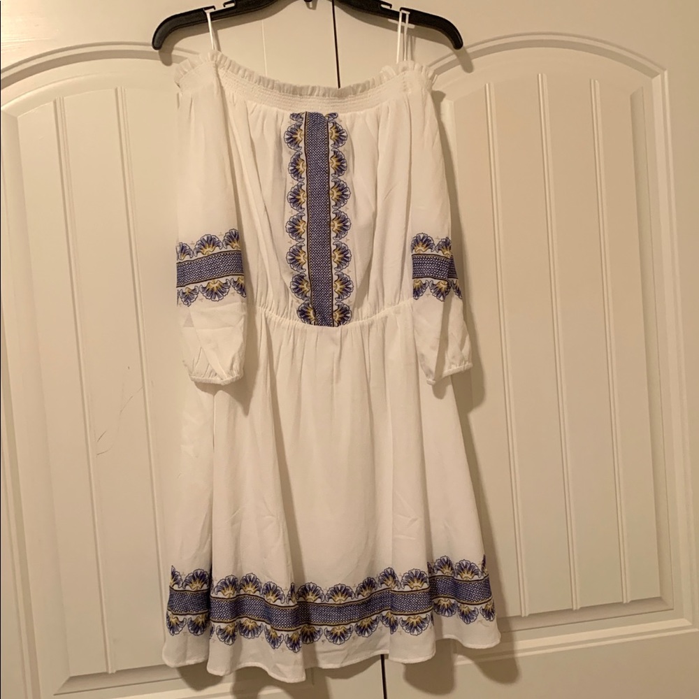 Kaari Blue off the shoulder mini dress size L